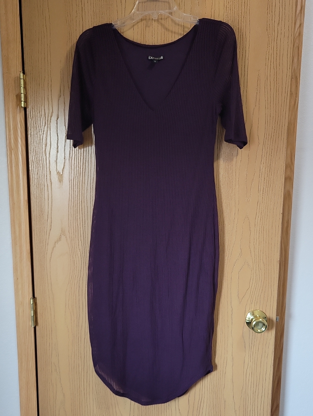 Dark Purple Ribbed Dress